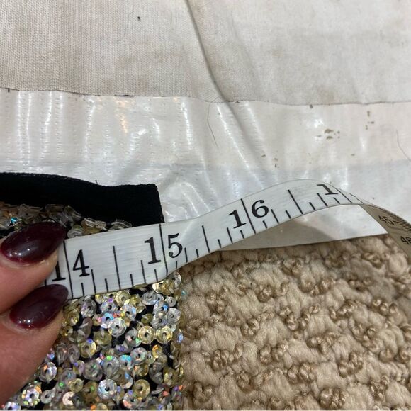 Basix II Brand Silver and Gold Sequin Silk Mini Dress Size 2 - Picture 13 of 13